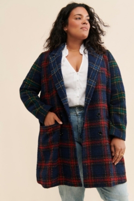 Contrast Plaid Coat | Nuuly