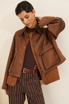 Faux-Suede Twofer Jacket