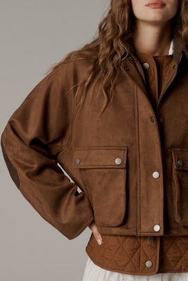 Faux-Suede Twofer Jacket