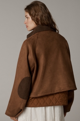 Faux-Suede Twofer Jacket