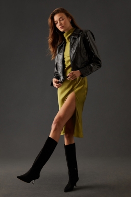 Crinkle Vegan Leather Moto Jacket