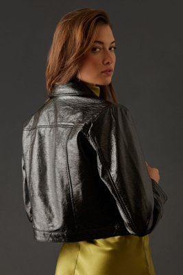 Crinkled leather moto jacket hotsell