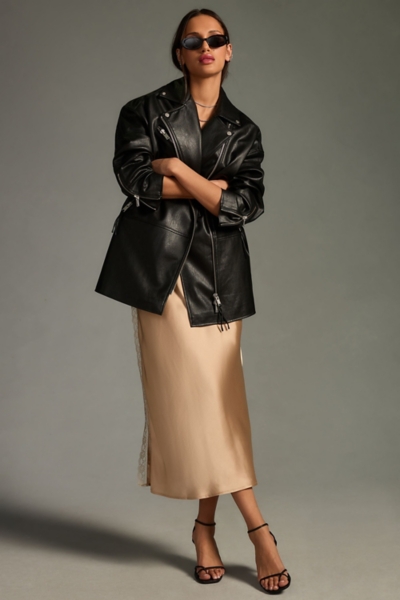 NL25h+ Night Lab moto jacket レザージャケット　L Longline Vegan Leather Moto Jacket | Nuuly
