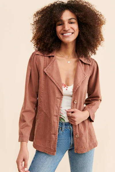 Puff Sleeve Twill Jacket | Nuuly