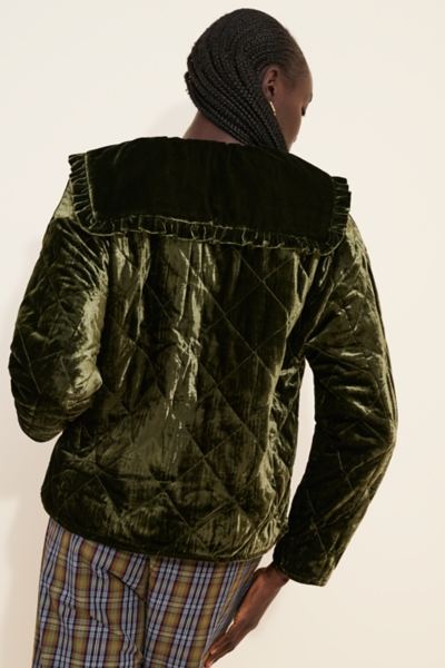 ジャケット・アウター Herlipto Bijou-Button Velour Down Jacket The Hazel Velvet Quilted Jacket | Nuuly