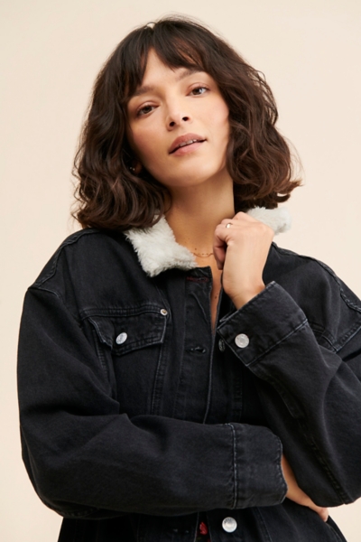 Sherpa-Collared Denim Jacket | Nuuly