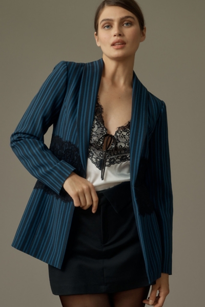 Lace Mix Pinstripe Blazer | Nuuly