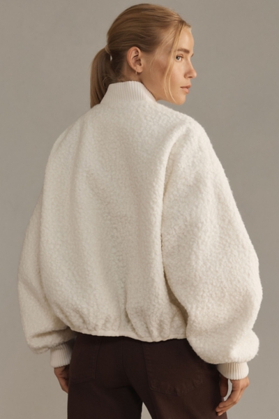 Ruched Sleeve Sherpa Bomber Jacket | Nuuly