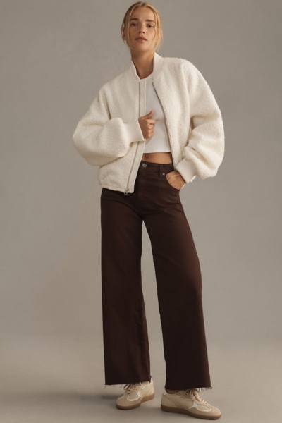 Ruched Sleeve Sherpa Bomber Jacket | Nuuly
