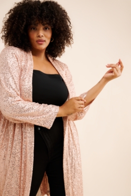 Plus Size Longline Duster Cardigan Sequin Longline Duster Nuuly