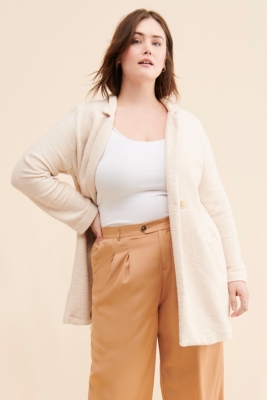 【2plan】Nuria Mustang Jacket Knit Longline Blazer | Nuuly