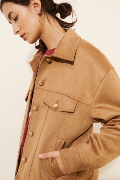 @*a様 YOKE 23AW SUEDE TRUCKER JACKET Vegan-Suede Trucker Jacket | Nuuly