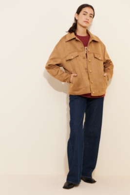 Vegan-Suede Trucker Jacket