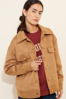 Vegan-Suede Trucker Jacket