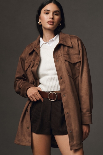 The Tillie Relaxed Vegan-Suede Shirt Jacket | Nuuly