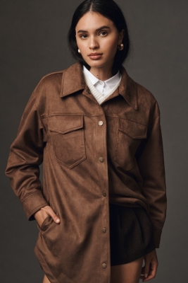 The Tillie Relaxed Vegan-Suede Shirt Jacket