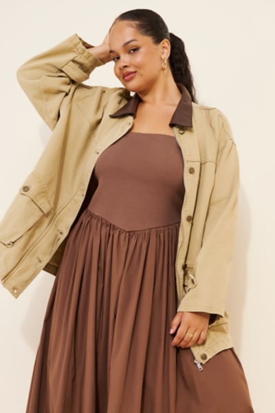 Vegan-Leather Collar Barn Jacket | Nuuly