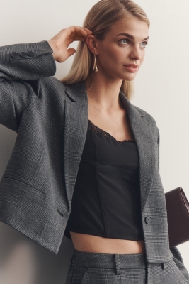 2plan Le Berry Mac crop blazer グレー M 2plan Le Berry Mac crop blazer グレー M 2plan Le Berry Mac