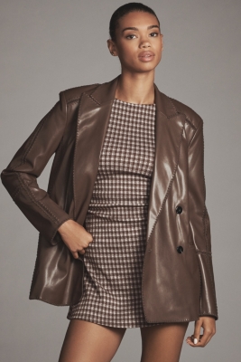 Vegan-Leather Crochet-Stitch Blazer | Nuuly