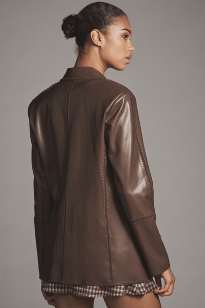 Vegan-Leather Crochet-Stitch Blazer | Nuuly