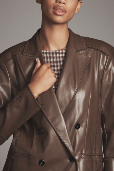 Vegan-Leather Crochet-Stitch Blazer | Nuuly