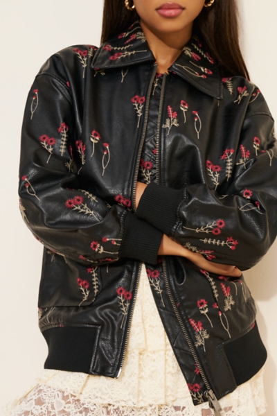 Deco Vegan-Leather Flight Bomber Jacket | Nuuly