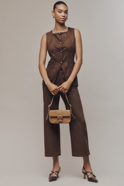 Vegan-Suede Square-Neck Cutaway Vest | Nuuly