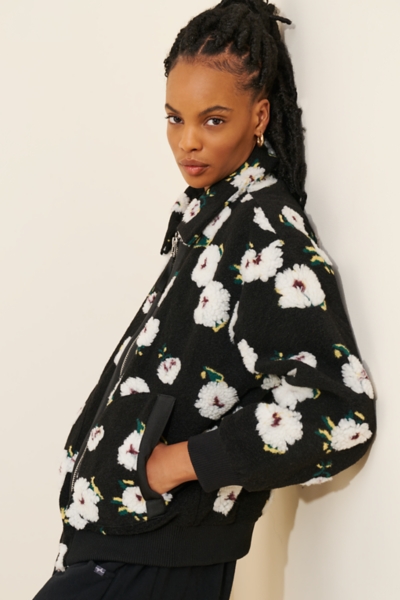 Floral Sherpa Fleece Bomber Jacket | Nuuly