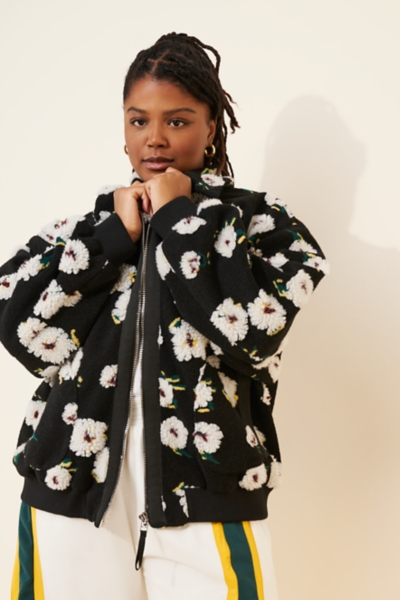 Floral Sherpa Fleece Bomber Jacket | Nuuly