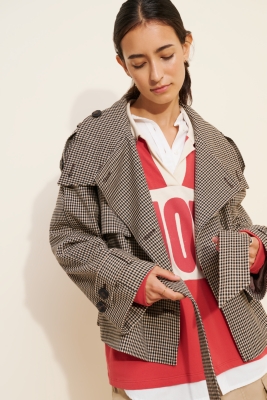 A-WENDE(オウェンド) Plaid Crop Trench coat 新品 A-WENDE(オウェンド) Plaid Crop Trench coat / brown