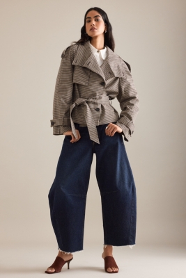 A-WENDE(オウェンド) Plaid Crop Trench coat 新品 A-WENDE(オウェンド) Plaid Crop Trench coat / black
