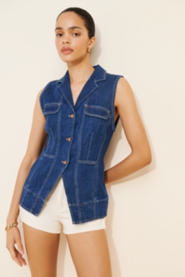 Longline Collared Denim Vest