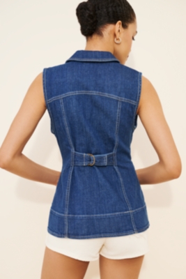 Longline Collared Denim Vest