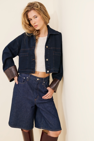 Cuffed Crop Denim Jacket | Nuuly