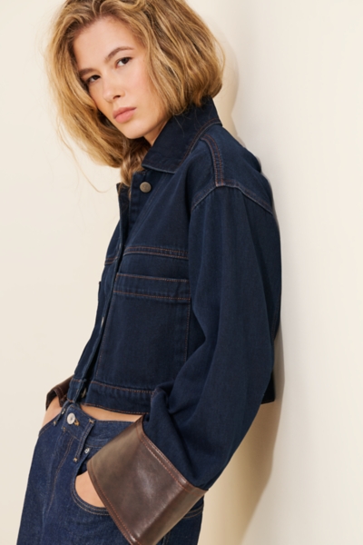 Cuffed Crop Denim Jacket | Nuuly