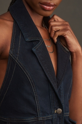 Longline Halter Denim Vest