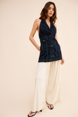 Longline Halter Denim Vest
