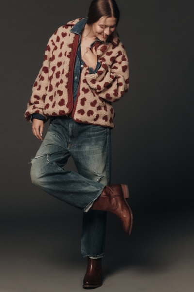 Heart-Print Sherpa Fleece Jacket | Nuuly