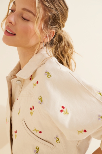Tulip Print Denim Jacket | Nuuly