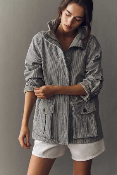 Sailor Stripe Denim Utility Jacket | Nuuly