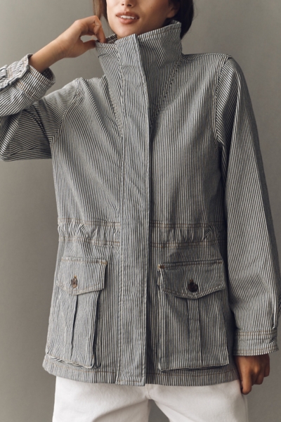Sailor Stripe Denim Utility Jacket | Nuuly