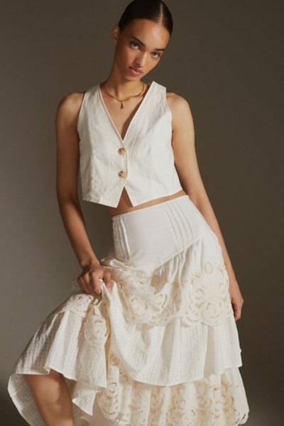 新品★ L'Appartement TIERED LACE SKIRT Tiered Lace Maxi Skirt | Nuuly