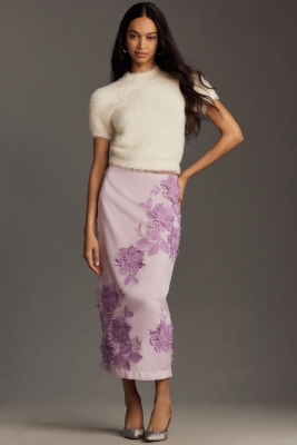 3D Bloom Column Midi Skirt | Nuuly