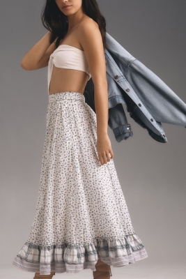 Patchwork Linen Petticoat Midi Skirt Nuuly