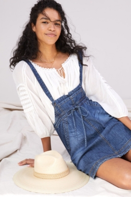 Denim overall skirt top rental