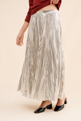 【Anyone more】Naki Midi Pleated Skirt Nisha Knit Pleated Skirt