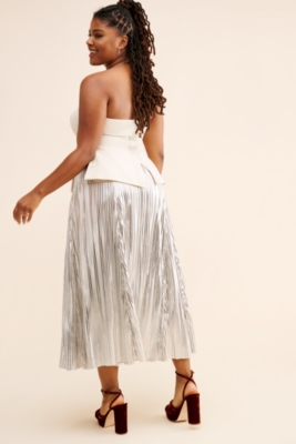 Metallic Pleated Midi Skirt Nuuly