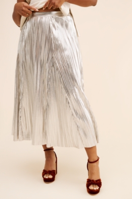 Metallic Pleated Midi Skirt | Nuuly
