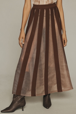 Sheer pleated maxi skirt sales