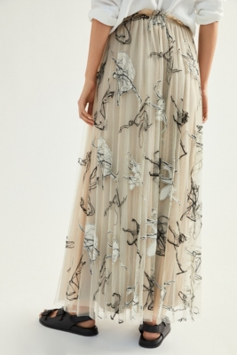 Georgette Pleated Tulle Maxi Skirt | Nuuly